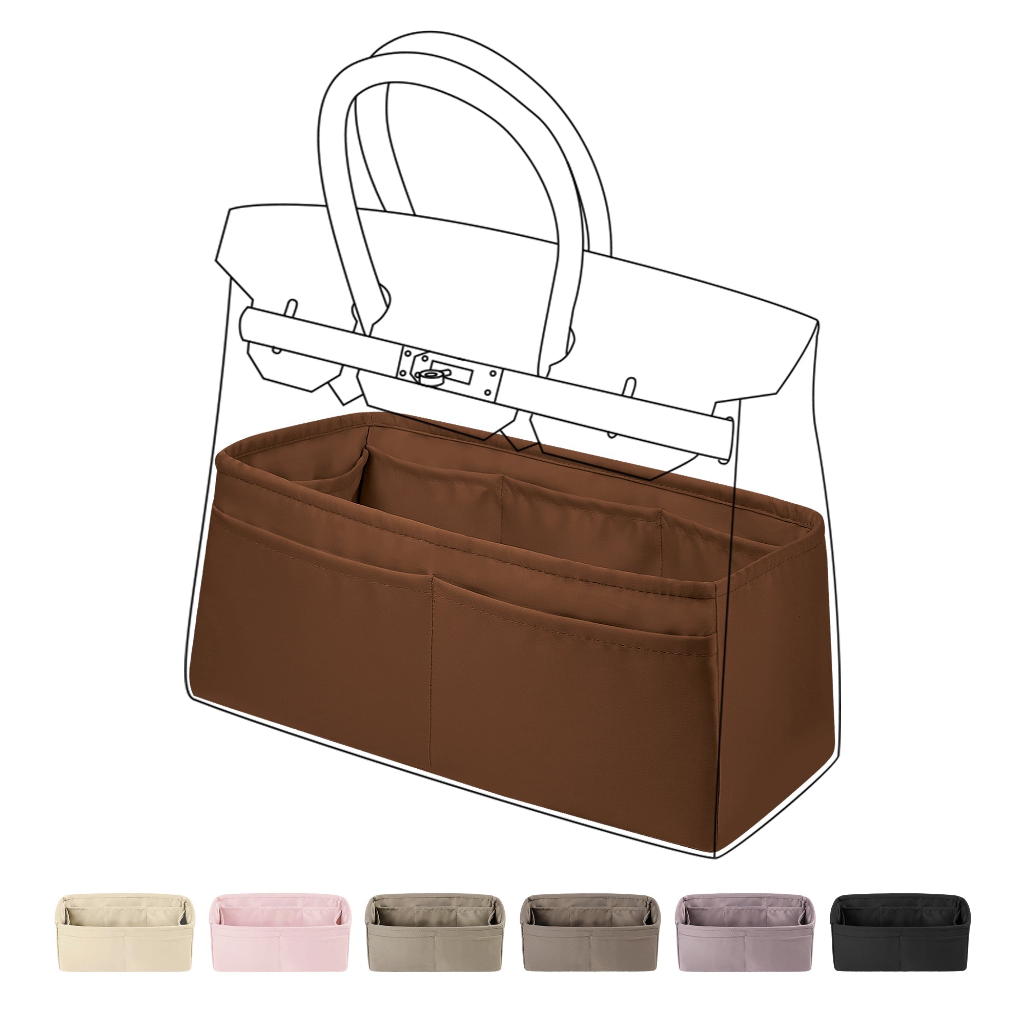 Baginbag | Purse Organizer Silky Smooth | Silk  | Lux Handbag Tote in Bag Shapers | Fits Birkin Hermes 25/30/35/40 Bags | tote bag organizer | organizer bag