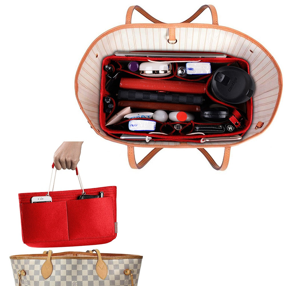 Felt Purse Organizer with Dual Handles and Multiple Pockets for Speedy, Neverfull, and More