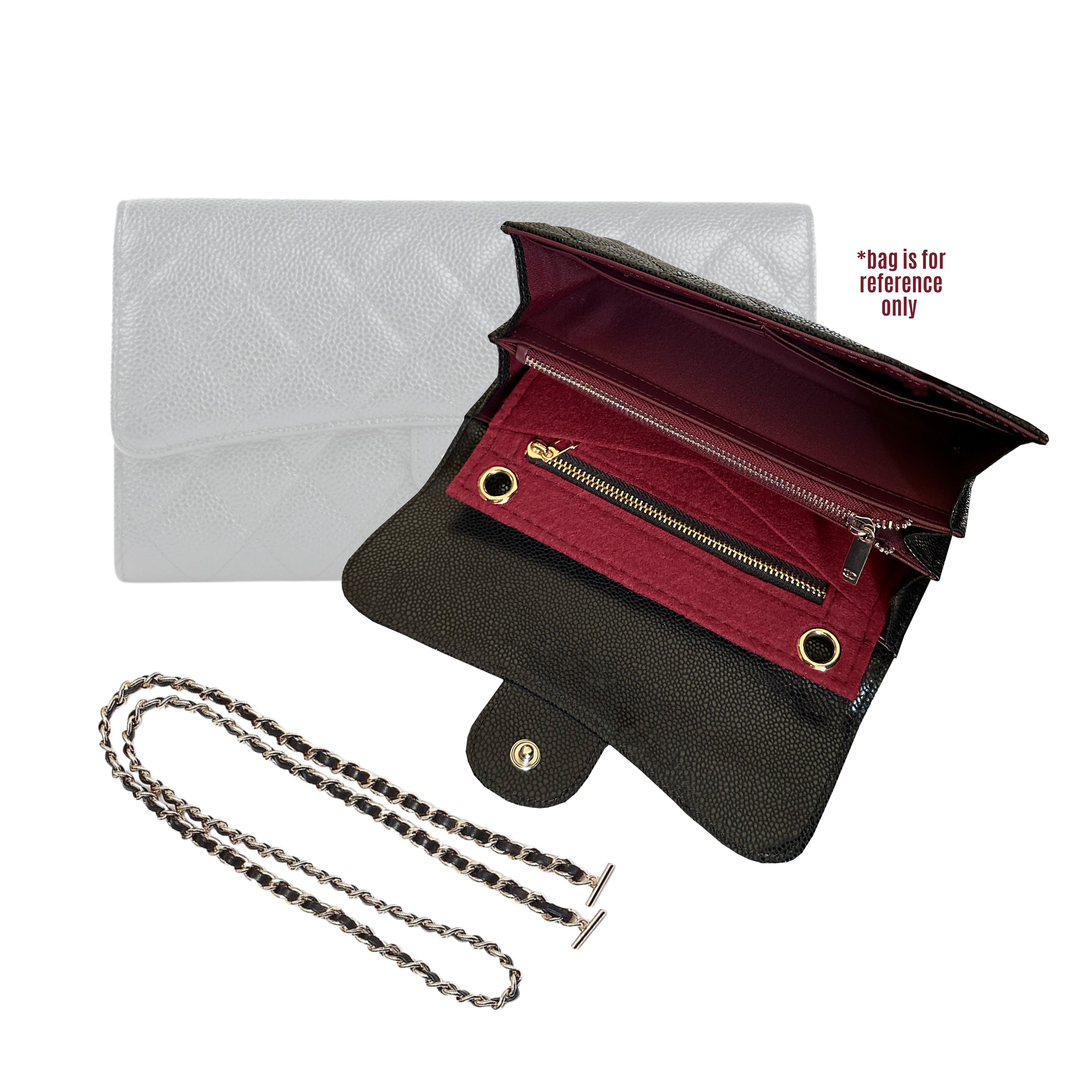 Conversion Kit for Classic Flap Wallet | Accessory for Chanel Swing | Chanel Strap | Designer Purse Insert | Chanel Handbag Strap | Bag Insert Organizer | Chanel Swing Strap | Luxury Bag Accessory | Bag Protector” | Chanel Crossbody