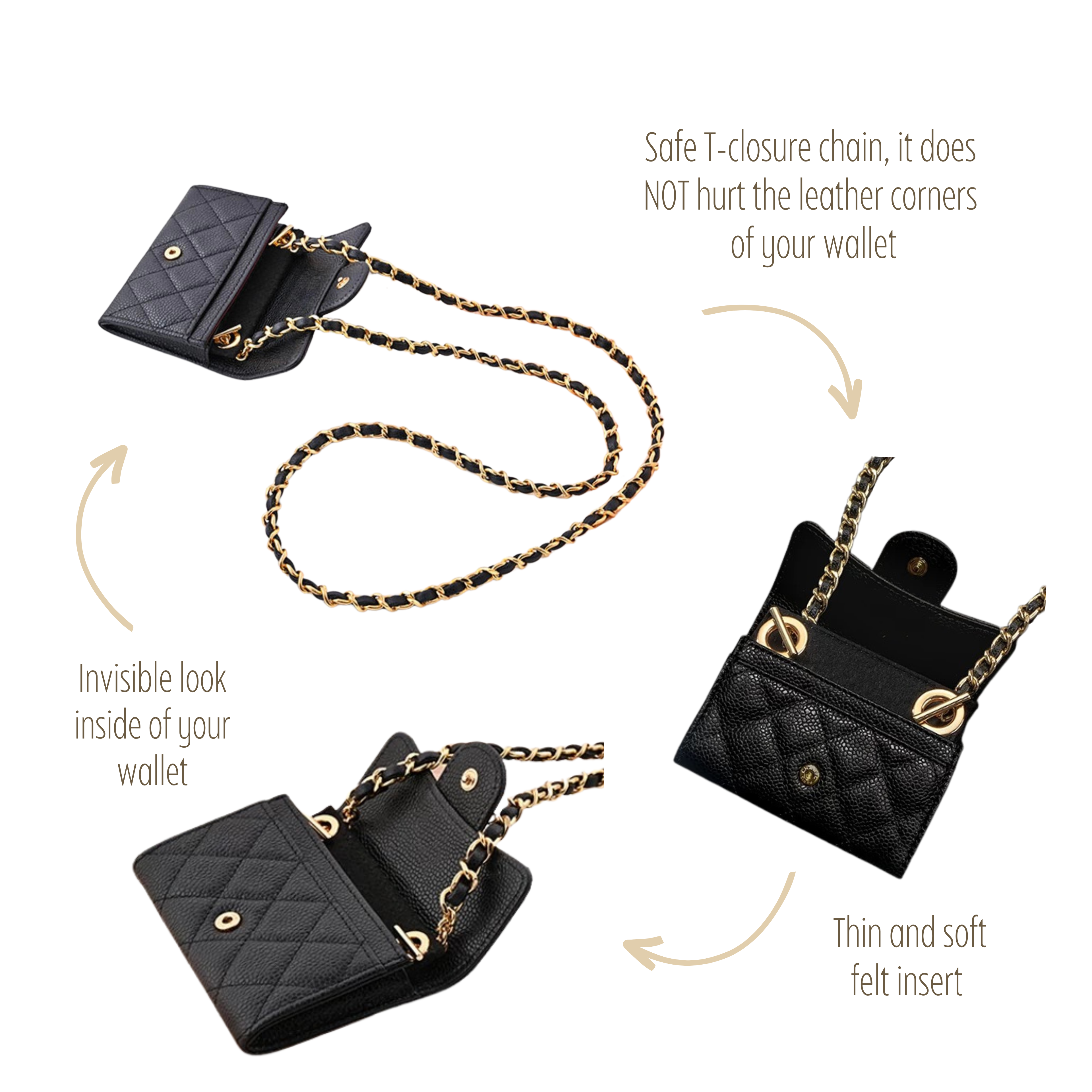 Conversion Kit for Classic Small Flap Wallet| Accessory for YSL Swing | Yves Saint Laurent Strap | Designer Purse Insert | YSL Handbag Strap | Bag Insert Organizer | YSL Swing Strap | Luxury Bag Accessory | Bag Protector”