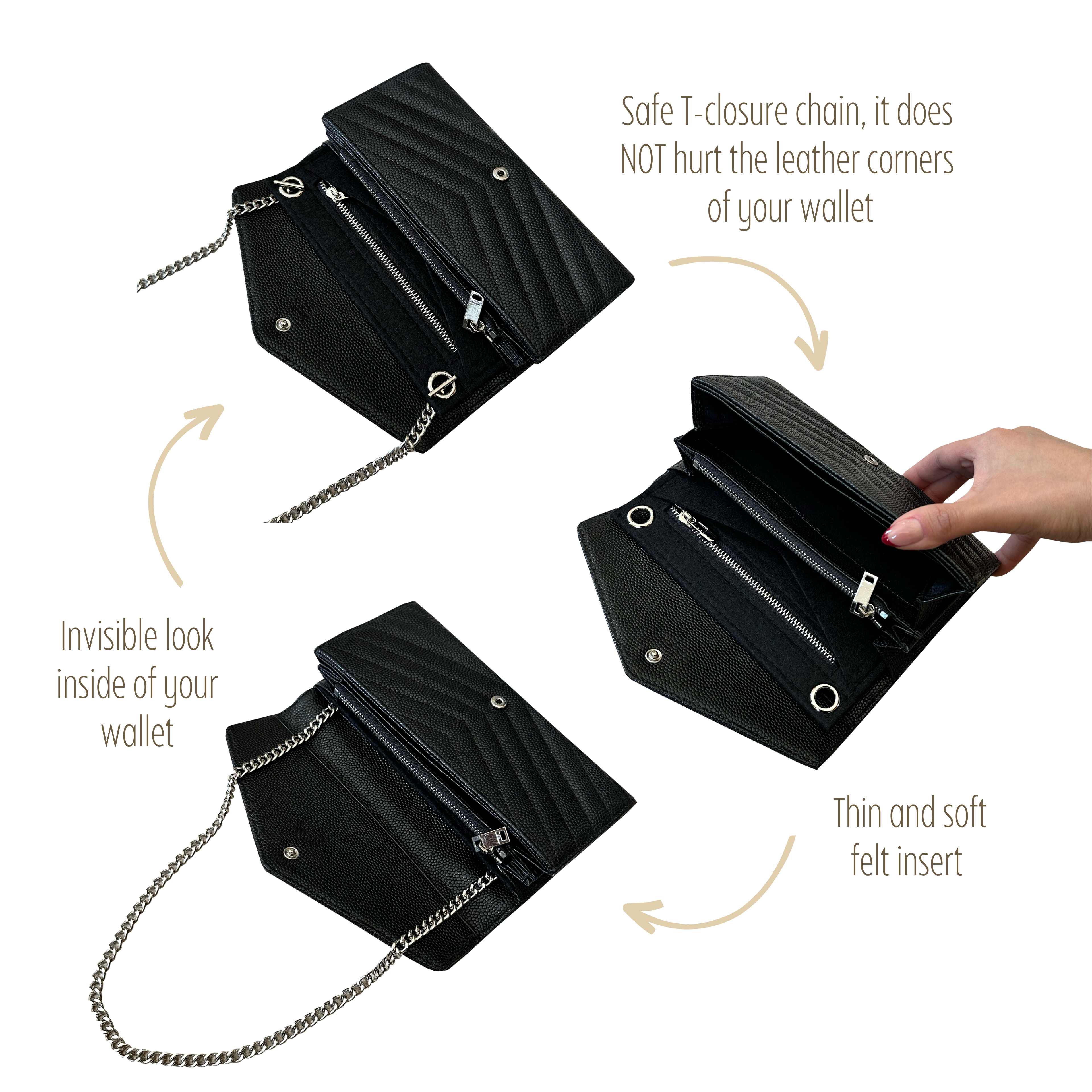 Conversion Kit for Cassandre Large Flap Wallet | Accessory for YSL Swing | Chanel Strap | Designer Purse Insert | Yves Saint Laurent Handbag Strap | Bag Insert Organizer | Yves Saint Laurent Swing Strap | Luxury Bag Accessory | Bag Protector”