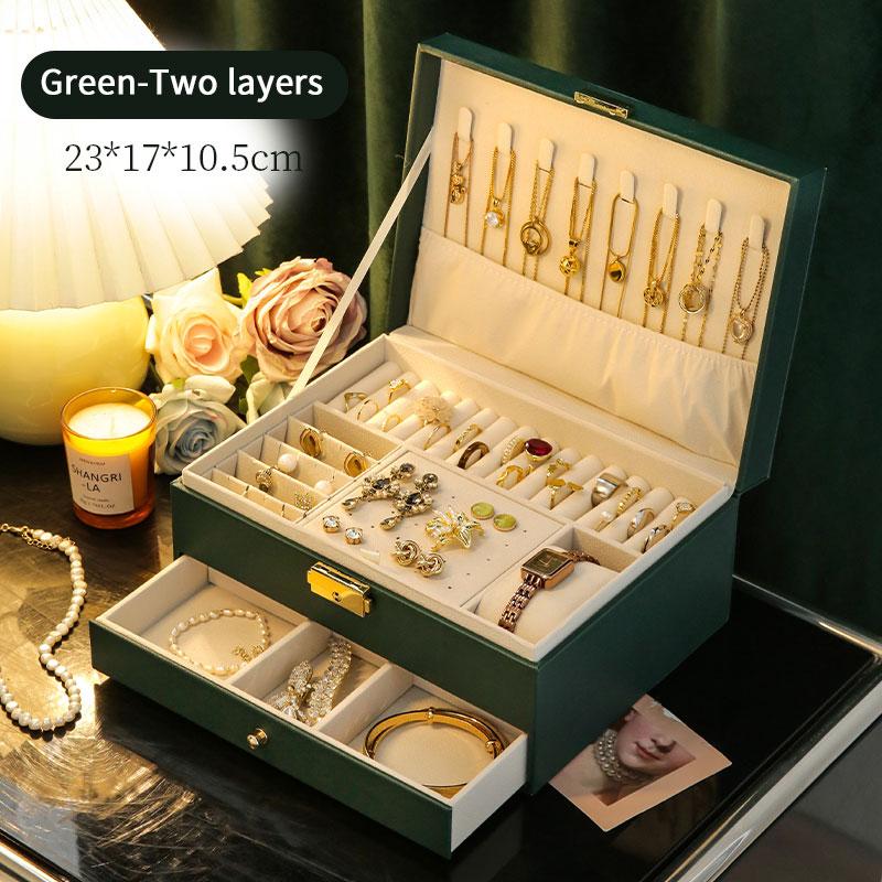 Large capacity multi-layer drawer rack necklace earrings jewelry storage box