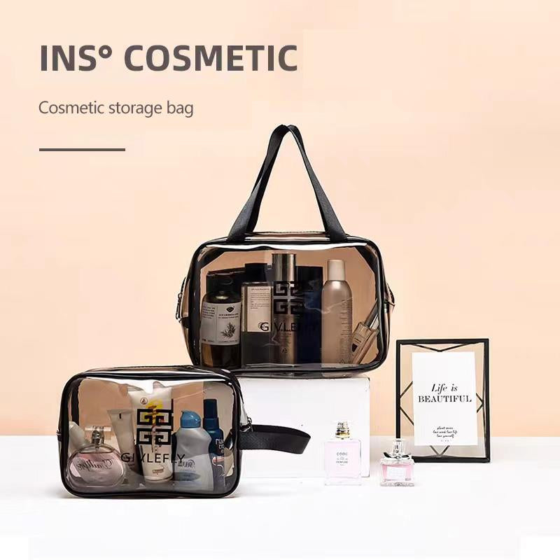 “Portable Large Capacity Transparent Makeup Bag | Waterproof Travel Essential | Female Cosmetic Organizer | Clear Toiletry Storage”