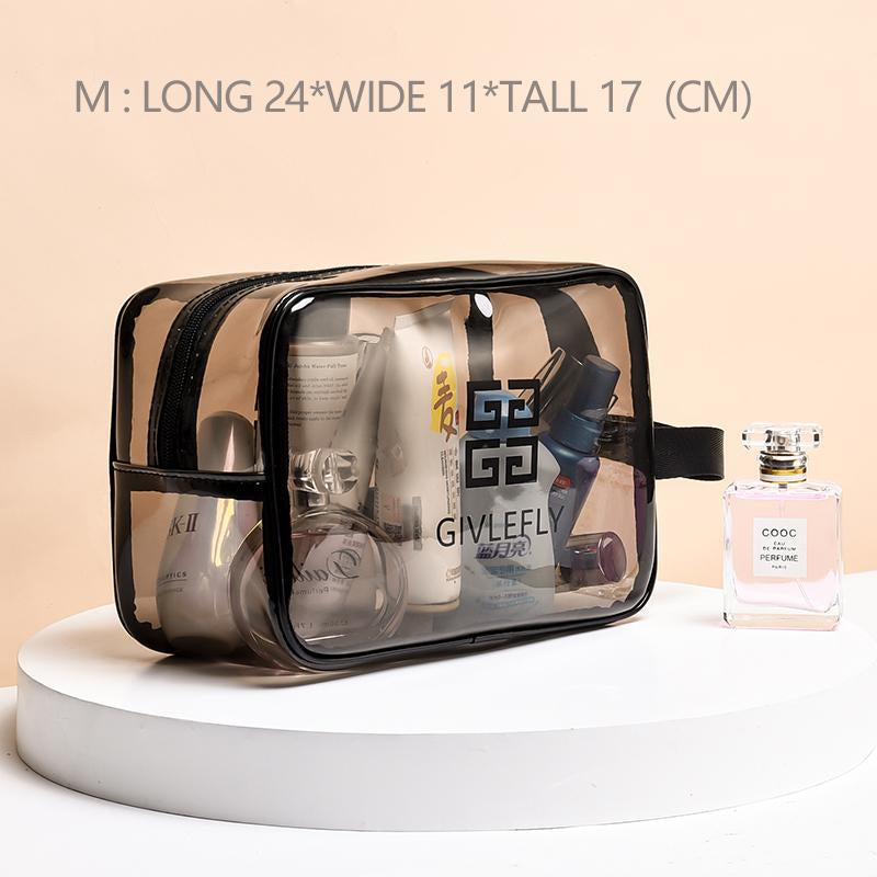 “Portable Large Capacity Transparent Makeup Bag | Waterproof Travel Essential | Female Cosmetic Organizer | Clear Toiletry Storage”